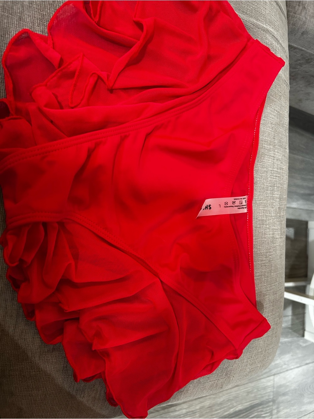 SHEIN Red Ruffle Bikini Bottoms